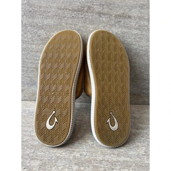 OluKai Mua 'Ili Premium Leather Slip On Shoe Slipper Mens Sz 10 Golden Sand $120